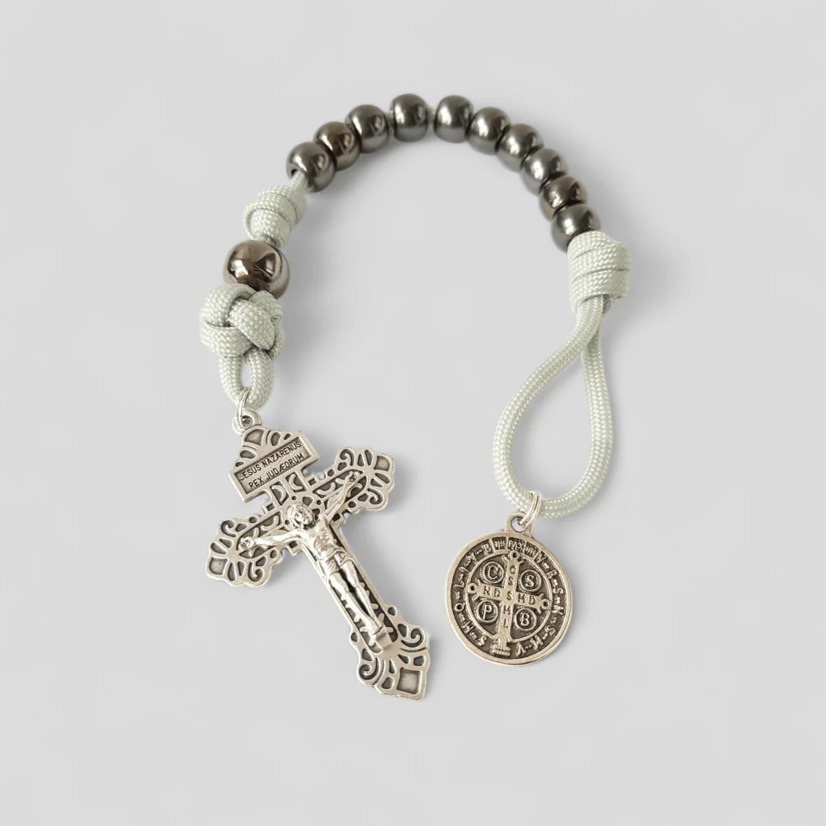 Fingerrosenkranz Paracord silber grau\anthrazit - Image 2