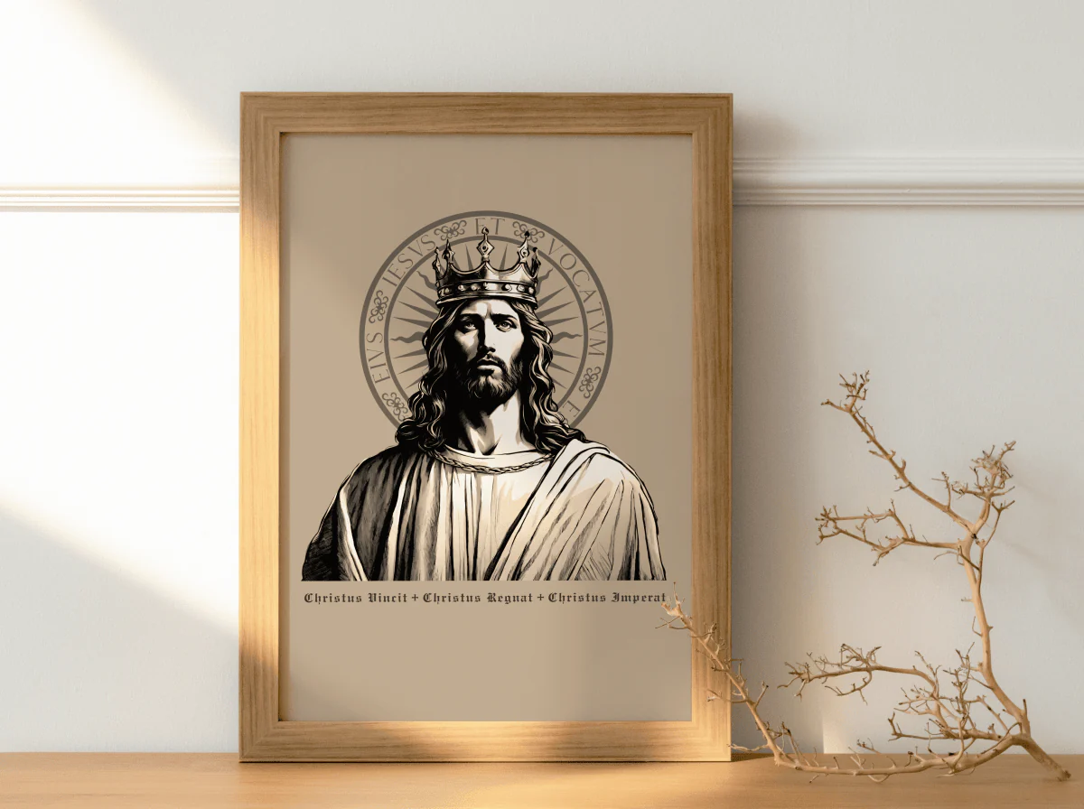 Christkönig Wandbild schwarz/beige