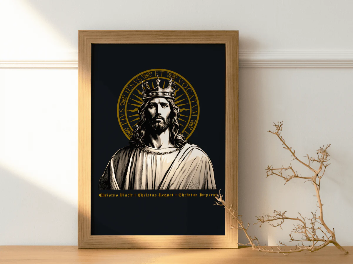 Christkönig Wandbild schwarz/gold
