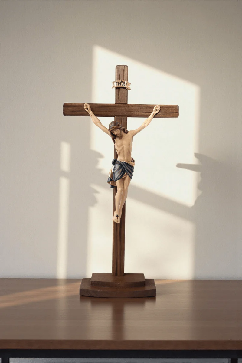 Stehkreuz Siena, handgeschnitzt, Echtholz, 33cm