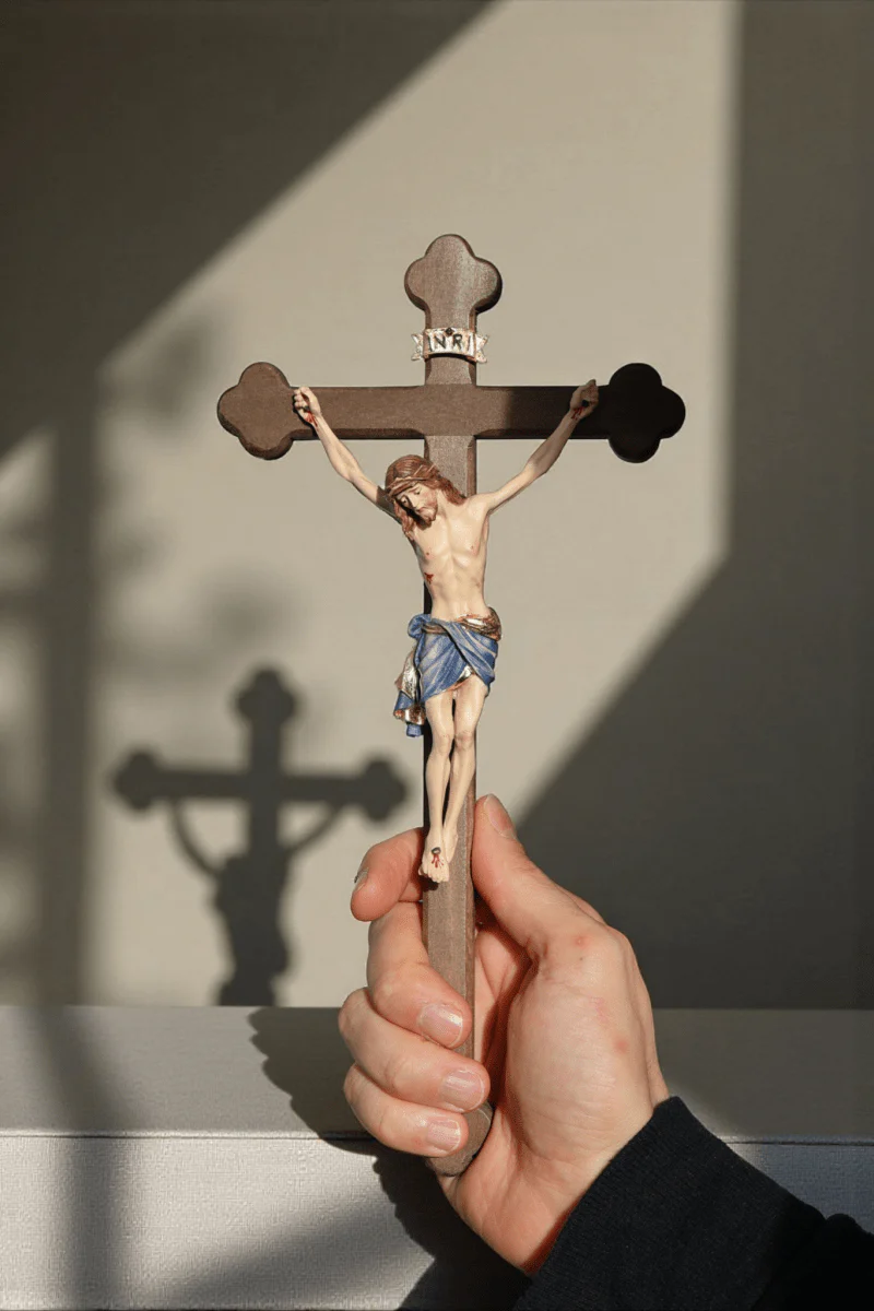 Wandkreuz Siena Barock, handgeschnitzt, Echtholz, 28cm - Image 3