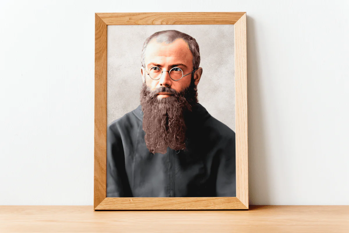 Hl. Maximilian Kolbe Portrait Wandbild