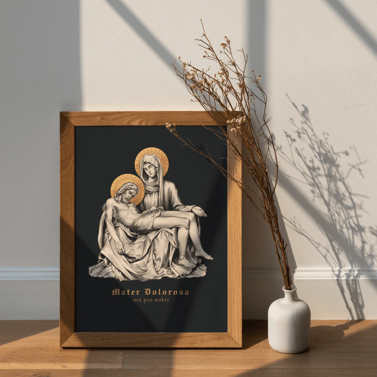 Mater Dolorosa (Pietá) - Wandbild (schwarz/gold)